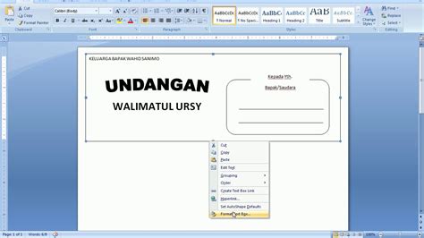 Cara Membuat Undangan Walimatul Ursy Dengan Microsoft Word 2007
