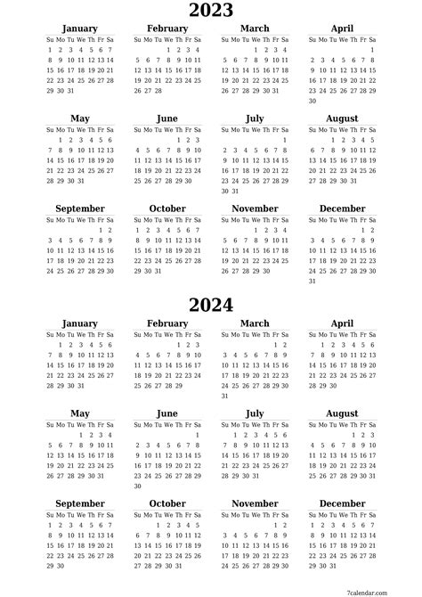 2023 And 2024 Calendar