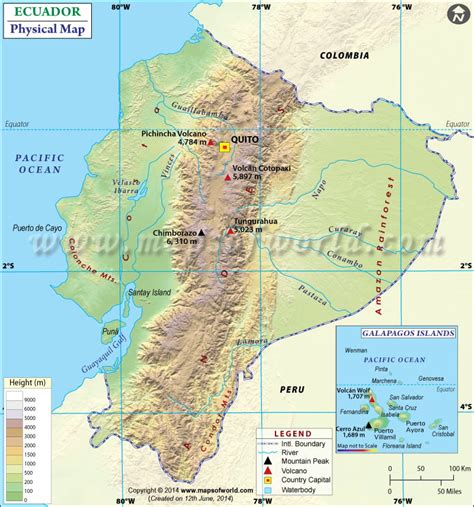 Ecuador Physical Map Physical Map Of Ecuador
