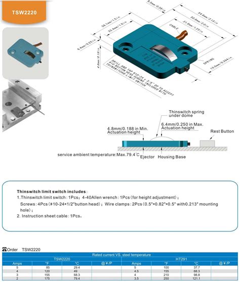 High Quality Square Limit Switch Tsw2220 For Injection Plastic Mold