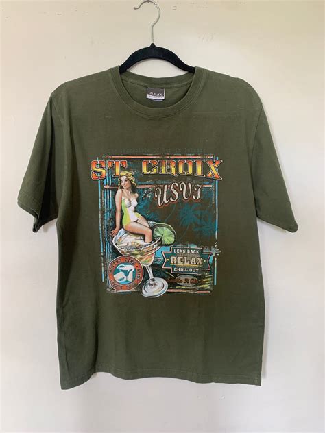 vintage 90s olive green graphic tee t shirt summer spring winter streetwear st croix