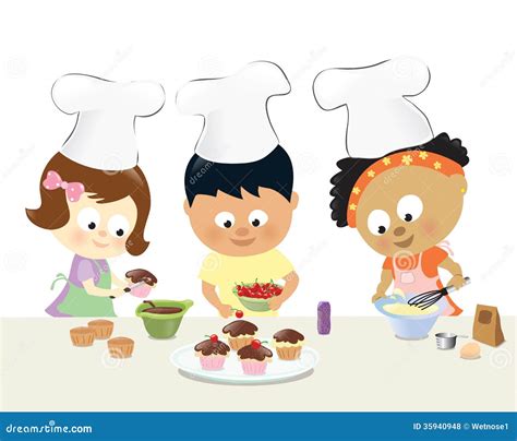 Kids Baking Cupcakes Stock Vector Illustration Of Baked 35940948