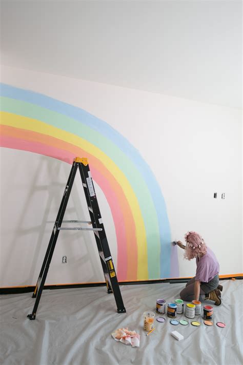 Pastel Rainbow Wall Mural Rainbow Girls Room Girls Rainbow Bedroom