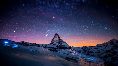 Download Starry Night Over The Matterhorn Hd Wallpaper For 1280 X