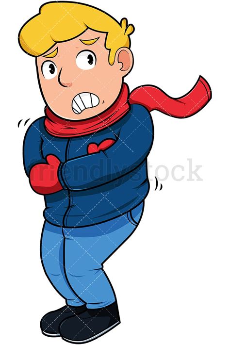 Cold Man Shivering Cartoon Vector Clipart - FriendlyStock