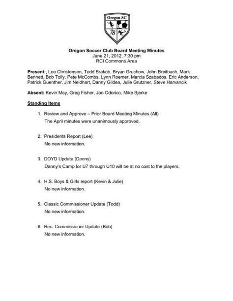 Football Club Meeting Agenda How To Create A Football