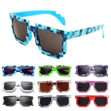 Unisex Pixel 8 Bit Party Glasses Pixelated Square Sunglasses Eyewear