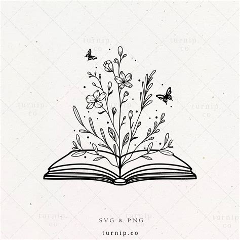 Book With Flowers Svg Png Clipart Sublimation Vector Etsy Bookish