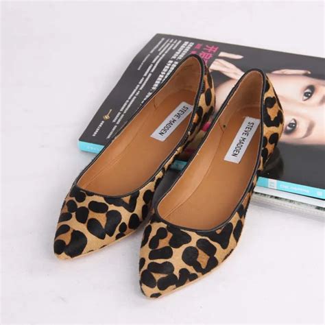 Promotions New 2014 Women Genuine Leather Pointed Toe Leopard Flat