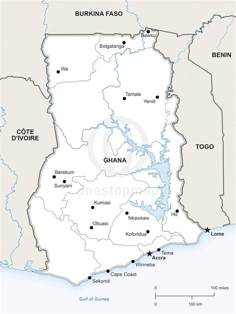 Political Map Of Ghana Cities And Towns Map