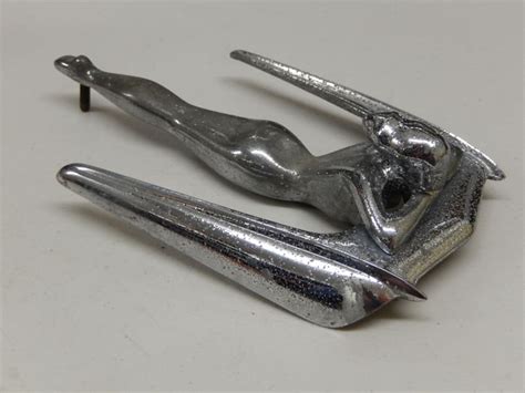 Original Vintage Chrome 1953 Nash Flying Goddess Hood Ornament Bonnet