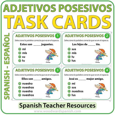 Spanish Possessive Adjectives Task Cards Adjetivos Posesivos