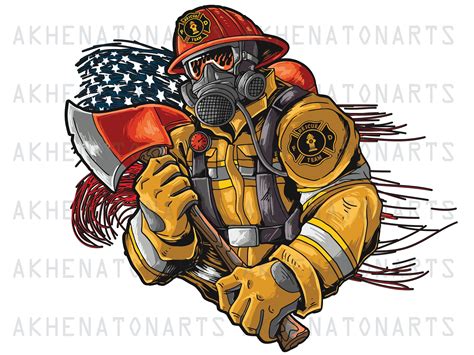 Firefighter Clipart Waterslides Fireman Digital Download Instant