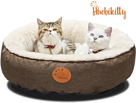Hachikitty Washable Cat Warming Bed Round Cat Beds Indoor Cats Medium