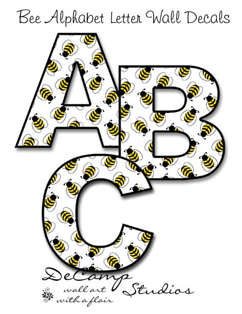 Bee Alphabet Letter Wall Decals Baby Nursery By Decampstudios