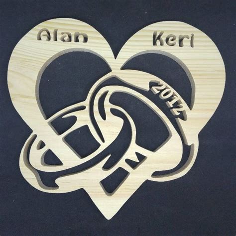 Heart With Rings Etsy Personalized Wedding Rings Scroll Saw