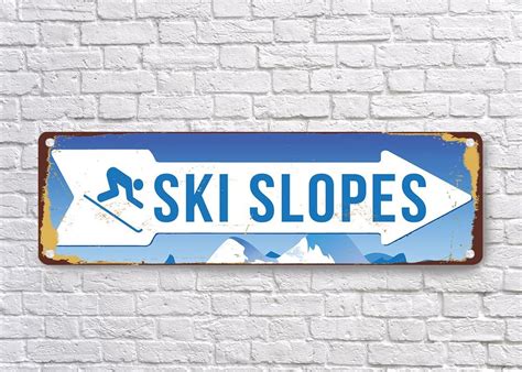 Ski Slopes Signs Vintage Style Ski Slopes Sign Ski Signs Skier Signs
