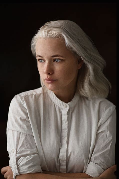 Mikhail Mikhailov White Hair Women Portrait Platinum Blonde Wallpaper