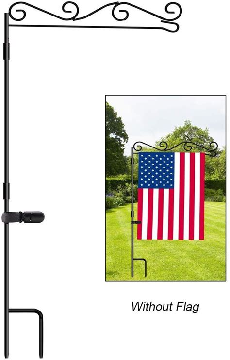 Hoosun Garden Flag Stand Premium Garden Flag Pole Holder Black Metal