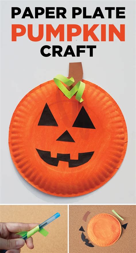 Easy Paper Plate Pumpkin Craft For Halloween Mombrite Vlrengbr