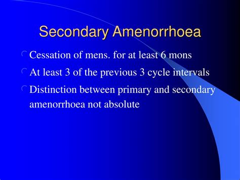 Ppt Secondary Amenorrhoea In Adolescence Powerpoint Presentation
