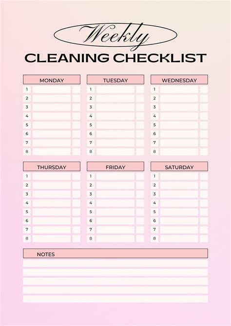 Editable Cleaning Schedule Cleaning Checklist Planner