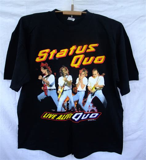 Free Shipping Original T Shirt Status Quo Band Live Alive Quo 1992