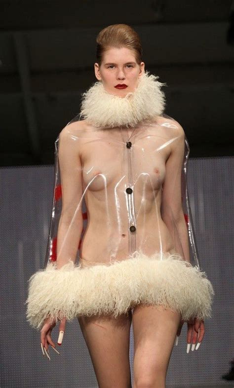 Walking The Runway In A Strange Clear Dress With Nudeshots