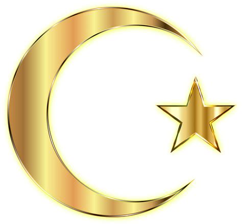 Golden Crescent Moon And Star Enhanced Without Background Icons Png