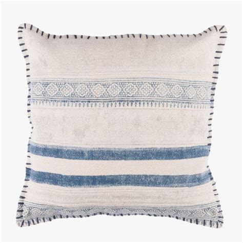 Lena Indigo Printed Pillow Cream Pillows Blue Pillows Accent Pillows