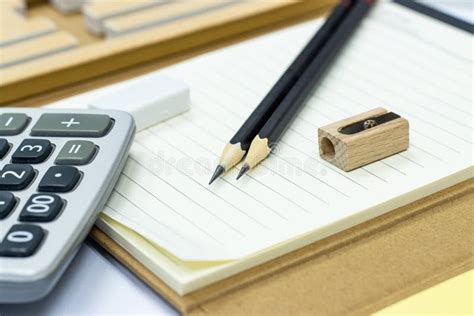 Pencil Eraser Book Caculator Selective Focus Pencil Concept Education