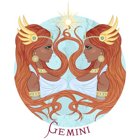 Astrological Sign Of Gemini As A Beautiful African American Girl Stock