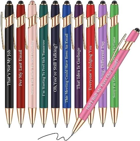 Snarky Office Pensset Of 5 Funny Pensvibrant Ink Color
