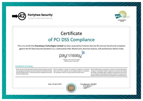 Official Pci Dss Compliance Certificate Payneteasy