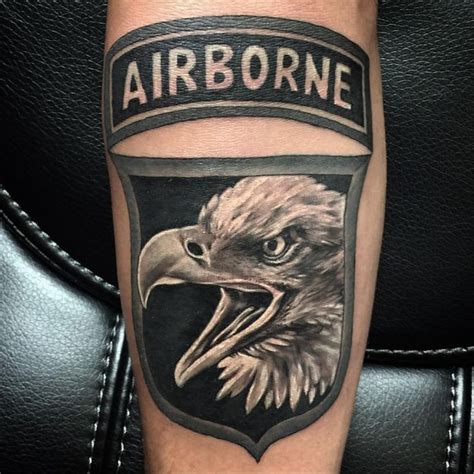 The main signs will be the images of parachutes and the words airborne. 101st tattoo | Military tattoos, Tattoos, Animal tattoo
