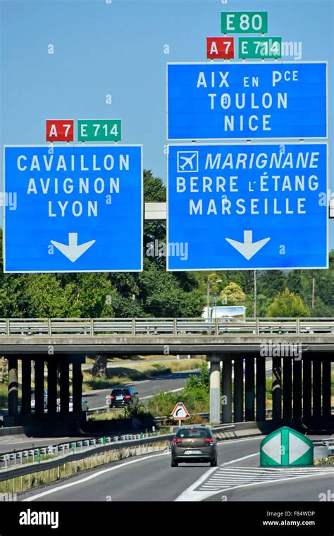 French Toll Autoroute In Provence Gantry Route Signs Above A8 Showing