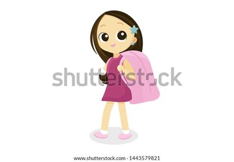 Cute Cartoon Girls School Backpack On Stock Vector Royalty Free