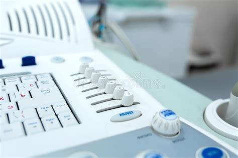 Professional White Medical Ultrasound Device In Clinic Stock Image