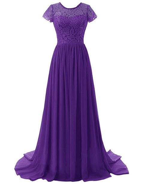 Helena Cadbury Purple Chiffon Lace Bridesmaid Prom Dress Uk