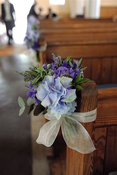 So, the lovely couple has said i do. Church Pew Decorations - be sure to give hydrangeas a ...
