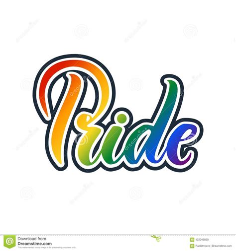 pride handwritten lettering with the flag of the lgbt community stock illustration