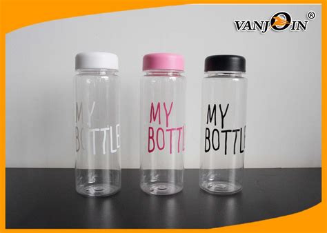 Luxury round clear acrylic plastic bottle with red cap. Custom Printed 500ml Clear Plastic Drink Bottles for Water ...