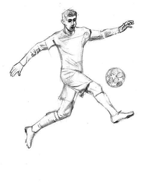 A Drawing Of A Man Kicking A Soccer Ball