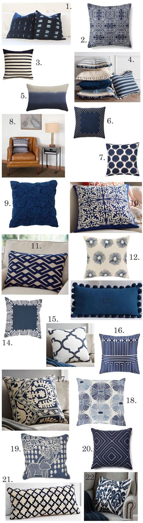 Soft white, linen pillow with embroidered, navy linen trim tape on face. 7 Dazzling Colors That Go with Navy Blue | Living room ...