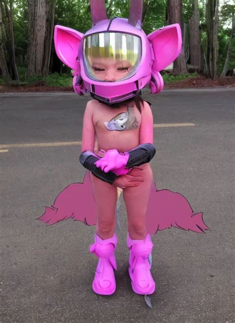 Pink Master Chief From Halo With Cat Ears And A Tail Stable Diffusion