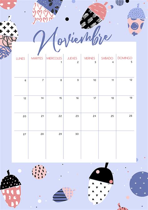 Calendario De Noviembre Imprimible Y Fondo Mlc Estudio Inspiración