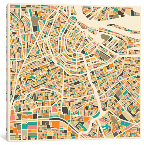 Abstract City Map Of Amsterdam By Jazzberry Blue 12x12x75