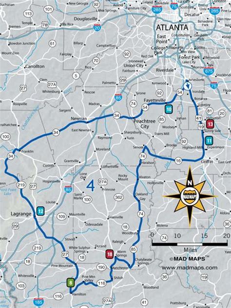 Mad Maps Get Outta Town Scenic Road Trips Map Atlanta Mad Maps