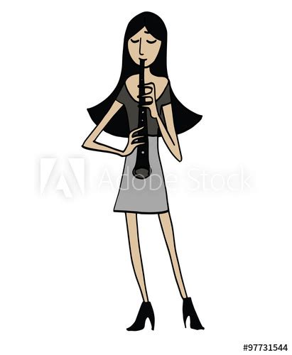Cartoon Clarinetist Musician Playing A Clarinet Clipart