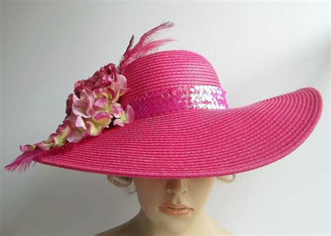 Wide Brim Hot Pink Hat Kentucky Derby Hat Garden Party Hat Etsy Hot